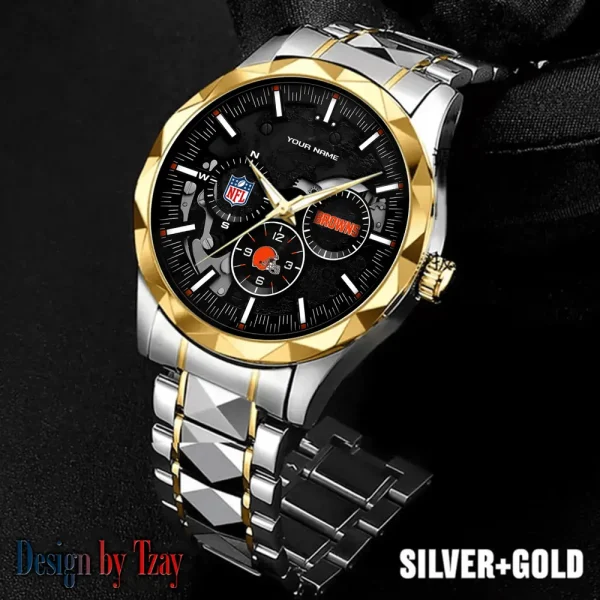 Cleveland Browns Business Watch For Men Automatic Mechanical Stainless Steel Band 2025 SPTDMW648