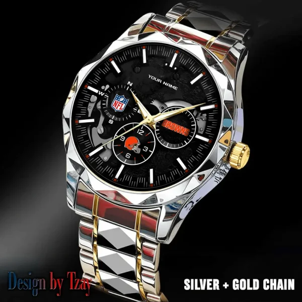 Cleveland Browns Business Watch For Men Automatic Mechanical Stainless Steel Band 2025 SPTDMW648 - Image 2