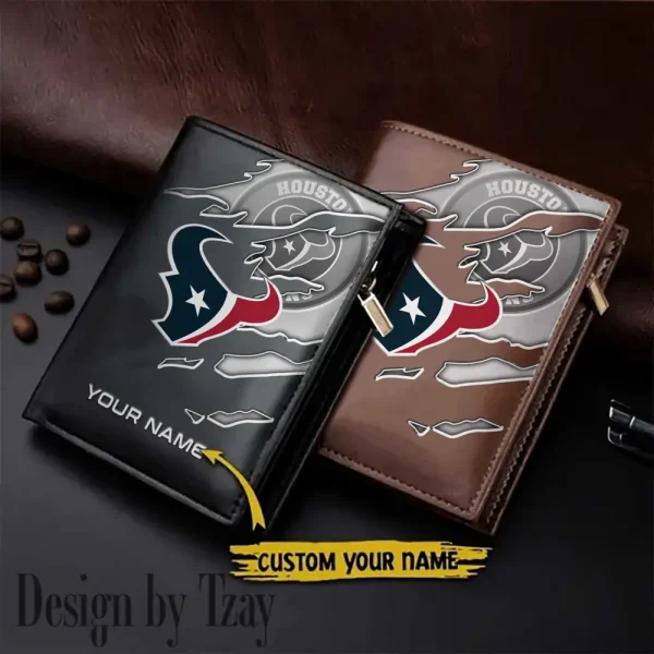Houston Texans Leather Vertical Men Wallet Gifts For Fans SPTLVW832