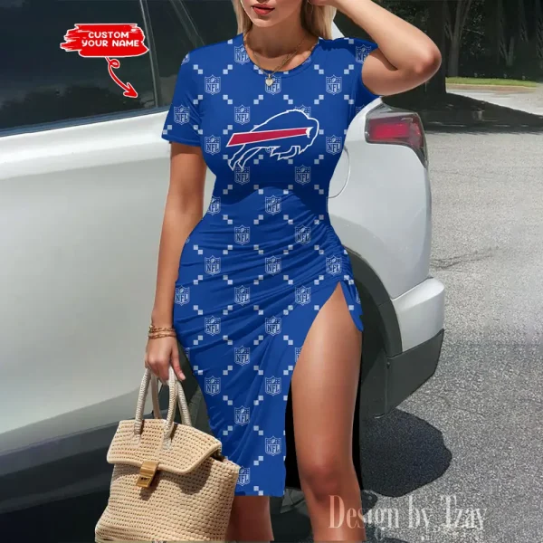 Buffalo Bills Women's Slit Bodycon Dress New 2025 S9SBD136