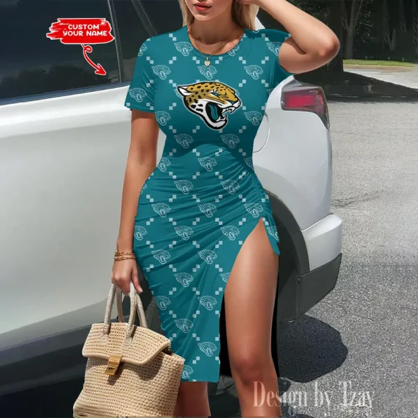 Jacksonville Jaguars Women's Slit Bodycon Dress New 2025 S9SBD147