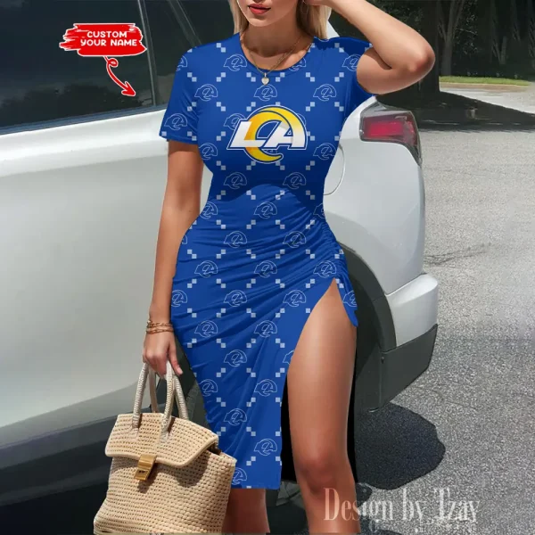 Los Angeles Rams Women's Slit Bodycon Dress New 2025 S9SBD151