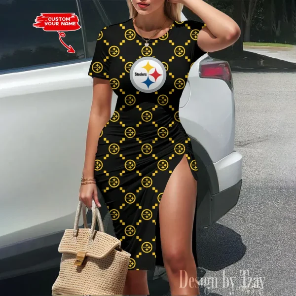 Pittsburgh Steelers Women's Slit Bodycon Dress New 2025 S9SBD159