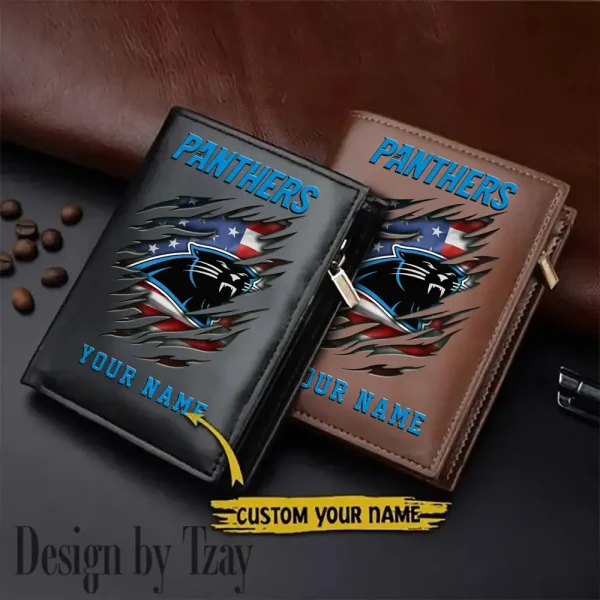 Carolina Panthers Leather Vertical Men Wallet Gifts For Fans SPTLVW856