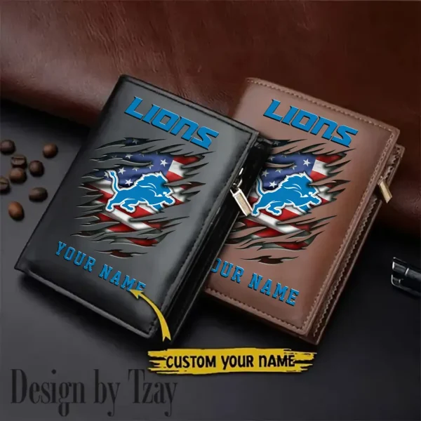 Detroit Lions Leather Vertical Men Wallet Gifts For Fans SPTLVW861
