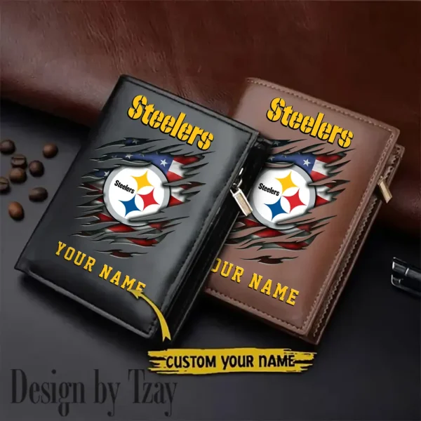 Pittsburgh Steelers Leather Vertical Men Wallet Gifts For Fans SPTLVW877