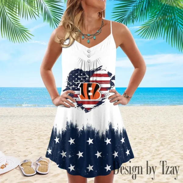 Cincinnati Bengals Summer Sleeveless Cami Dress Trending 2025 SPTSSCDT051