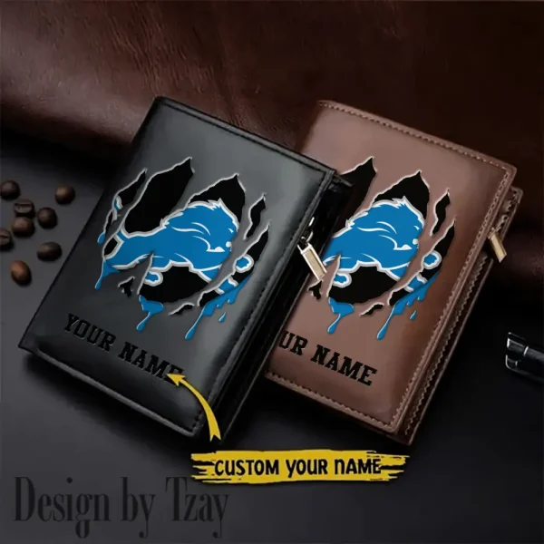 Detroit Lions Leather Vertical Men Wallet Gifts For Fans SPTLVW893