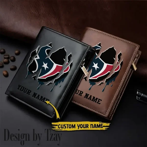 Houston Texans Leather Vertical Men Wallet Gifts For Fans SPTLVW895