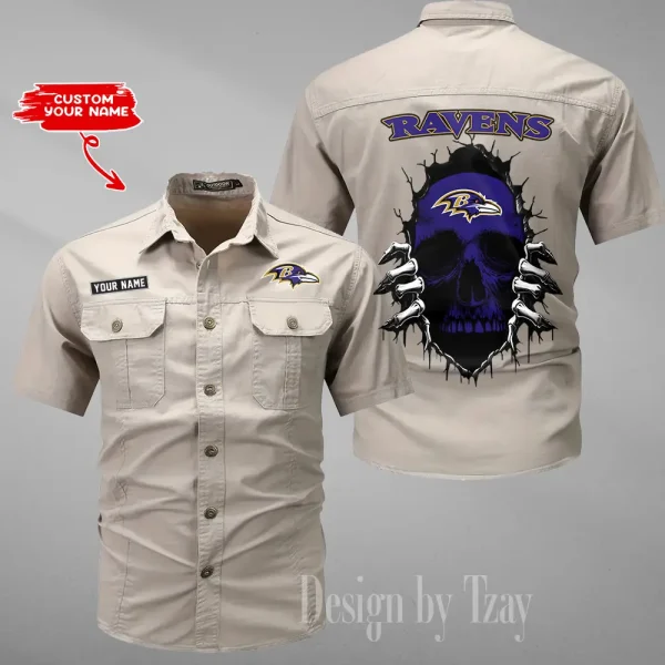 Baltimore Ravens Men Cargo Shits Summer Cotton Military Shirts For Man New Design 2025 ANZMSSWS163
