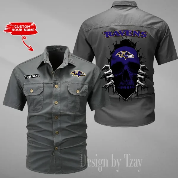 Baltimore Ravens Men Cargo Shits Summer Cotton Military Shirts For Man New Design 2025 ANZMSSWS163 - Image 2