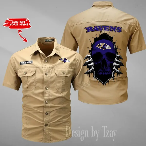 Baltimore Ravens Men Cargo Shits Summer Cotton Military Shirts For Man New Design 2025 ANZMSSWS163 - Image 3