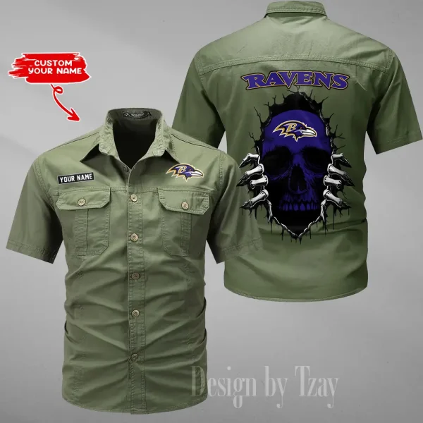 Baltimore Ravens Men Cargo Shits Summer Cotton Military Shirts For Man New Design 2025 ANZMSSWS163 - Image 4
