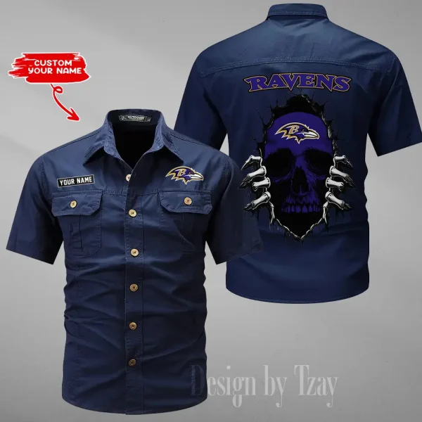 Baltimore Ravens Men Cargo Shits Summer Cotton Military Shirts For Man New Design 2025 ANZMSSWS163 - Image 5