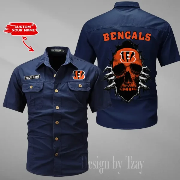 Cincinnati Bengals Men Cargo Shits Summer Cotton Military Shirts For Man New Design 2025 ANZMSSWS167