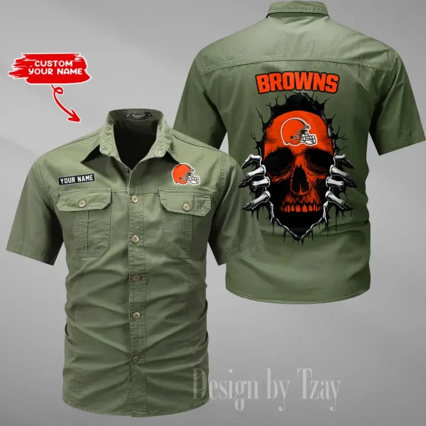 Cleveland Browns Men Cargo Shits Summer Cotton Military Shirts For Man New Design 2025 ANZMSSWS168 - Image 4