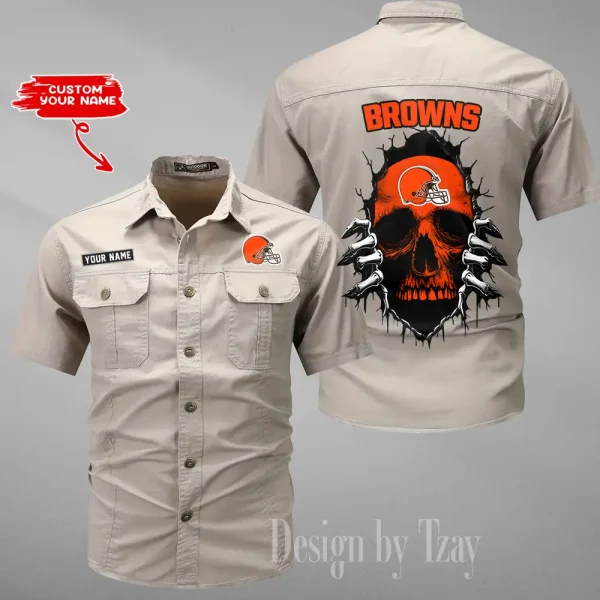 Cleveland Browns Men Cargo Shits Summer Cotton Military Shirts For Man New Design 2025 ANZMSSWS168 - Image 5