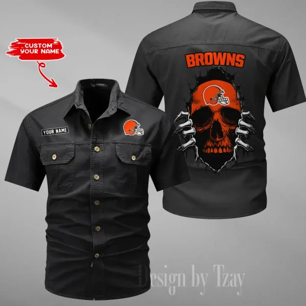Cleveland Browns Men Cargo Shits Summer Cotton Military Shirts For Man New Design 2025 ANZMSSWS168 - Image 6