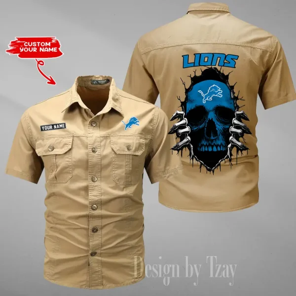 Detroit Lions Men Cargo Shits Summer Cotton Military Shirts For Man New Design 2025 ANZMSSWS171 - Image 2