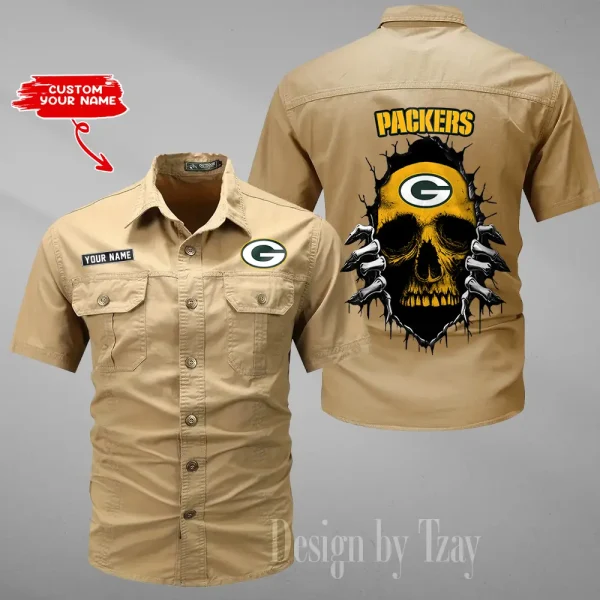 Green Bay Packers Men Cargo Shits Summer Cotton Military Shirts For Man New Design 2025 ANZMSSWS172