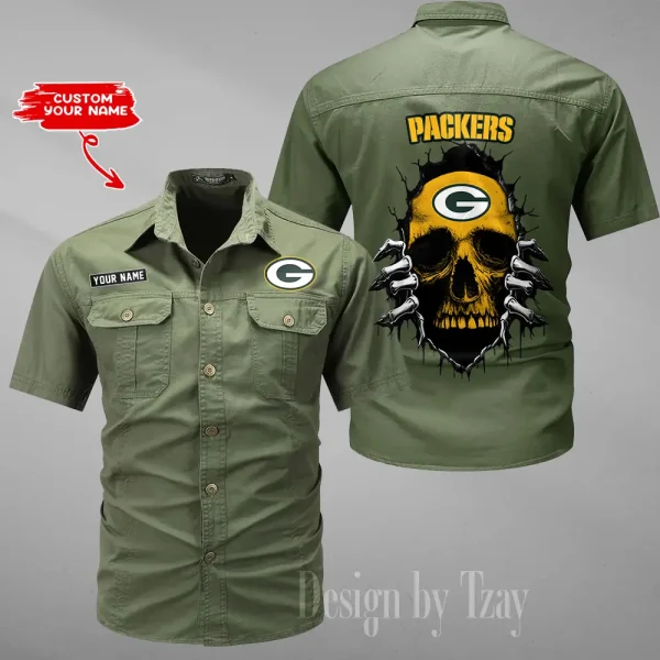 Green Bay Packers Men Cargo Shits Summer Cotton Military Shirts For Man New Design 2025 ANZMSSWS172 - Image 3