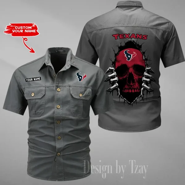 Houston Texans Men Cargo Shits Summer Cotton Military Shirts For Man New Design 2025 ANZMSSWS173
