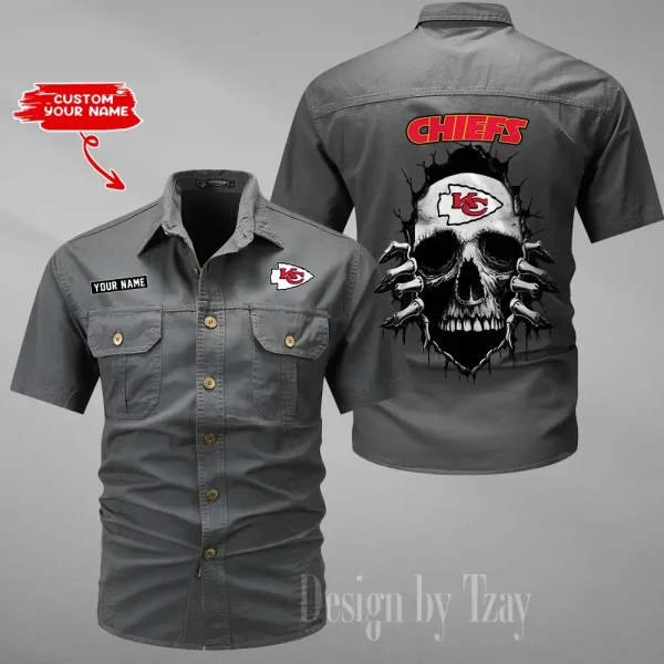 Kansas City Chiefs Men Cargo Shits Summer Cotton Military Shirts For Man New Design 2025 ANZMSSWS176