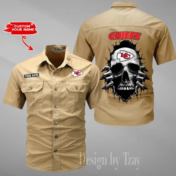 Kansas City Chiefs Men Cargo Shits Summer Cotton Military Shirts For Man New Design 2025 ANZMSSWS176 - Image 2