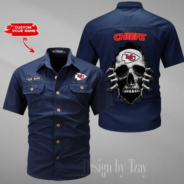 Kansas City Chiefs Men Cargo Shits Summer Cotton Military Shirts For Man New Design 2025 ANZMSSWS176 - Image 3