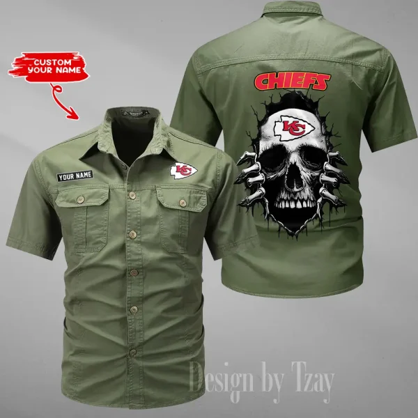 Kansas City Chiefs Men Cargo Shits Summer Cotton Military Shirts For Man New Design 2025 ANZMSSWS176 - Image 4