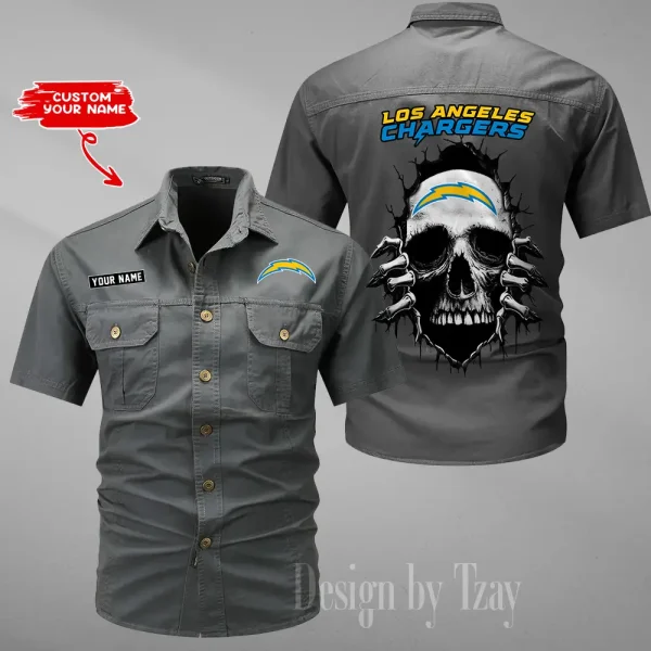 Los Angeles Chargers Men Cargo Shits Summer Cotton Military Shirts For Man New Design 2025 ANZMSSWS178