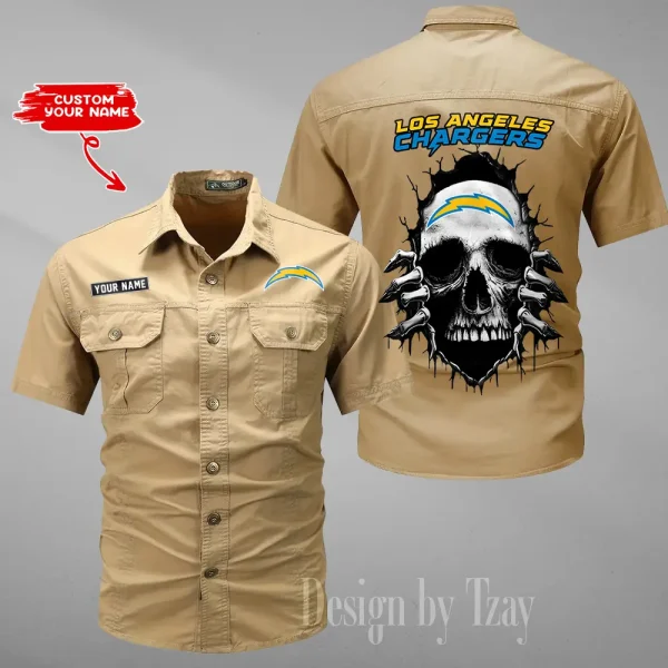 Los Angeles Chargers Men Cargo Shits Summer Cotton Military Shirts For Man New Design 2025 ANZMSSWS178 - Image 2