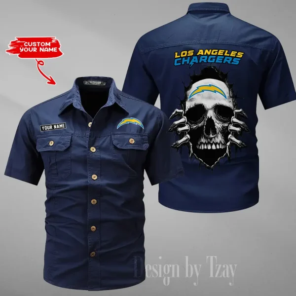 Los Angeles Chargers Men Cargo Shits Summer Cotton Military Shirts For Man New Design 2025 ANZMSSWS178 - Image 3