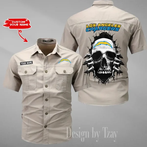 Los Angeles Chargers Men Cargo Shits Summer Cotton Military Shirts For Man New Design 2025 ANZMSSWS178 - Image 5
