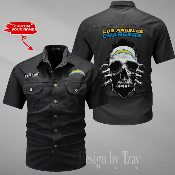 Los Angeles Chargers Men Cargo Shits Summer Cotton Military Shirts For Man New Design 2025 ANZMSSWS178 - Image 6