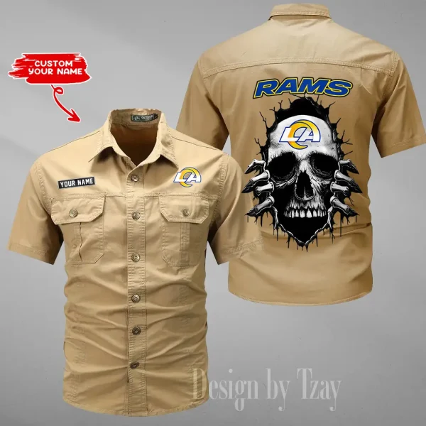 Los Angeles Rams Men Cargo Shits Summer Cotton Military Shirts For Man New Design 2025 ANZMSSWS179 - Image 2
