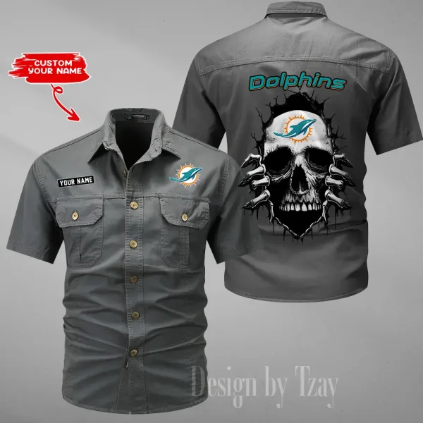 Miami Dolphins Men Cargo Shits Summer Cotton Military Shirts For Man New Design 2025 ANZMSSWS180