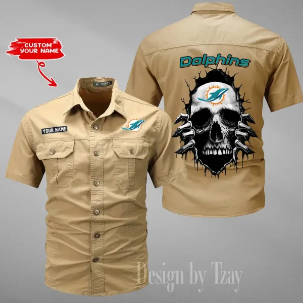 Miami Dolphins Men Cargo Shits Summer Cotton Military Shirts For Man New Design 2025 ANZMSSWS180 - Image 2