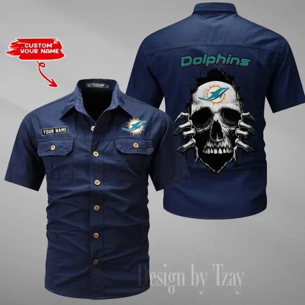 Miami Dolphins Men Cargo Shits Summer Cotton Military Shirts For Man New Design 2025 ANZMSSWS180 - Image 3