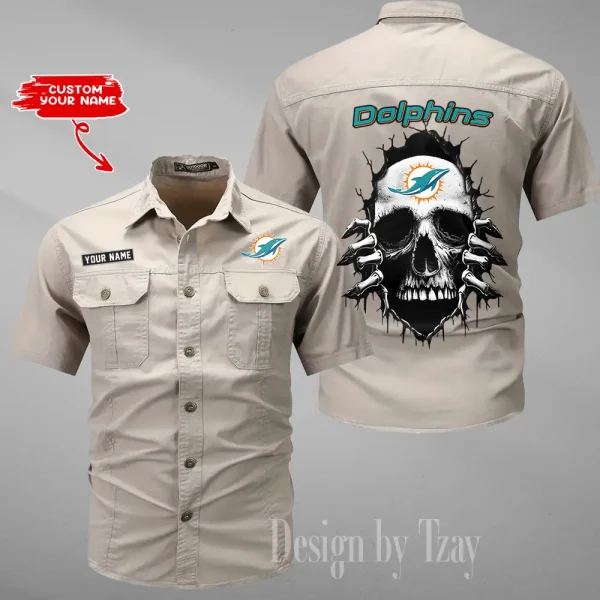 Miami Dolphins Men Cargo Shits Summer Cotton Military Shirts For Man New Design 2025 ANZMSSWS180 - Image 5