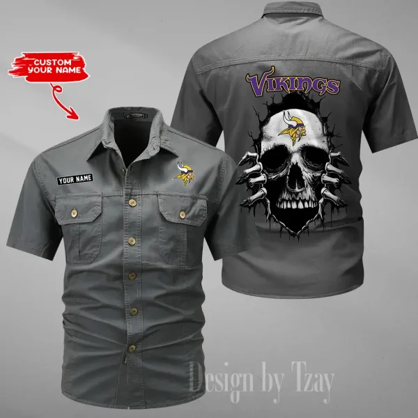 Minnesota Vikings Men Cargo Shits Summer Cotton Military Shirts For Man New Design 2025 ANZMSSWS181