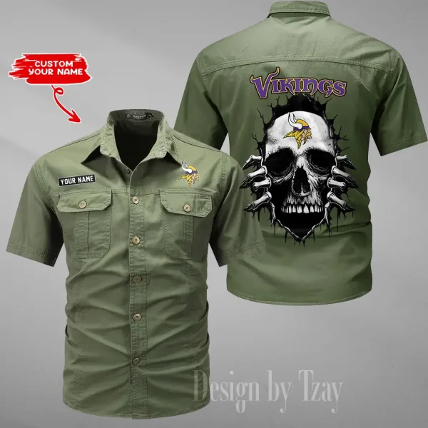 Minnesota Vikings Men Cargo Shits Summer Cotton Military Shirts For Man New Design 2025 ANZMSSWS181 - Image 4