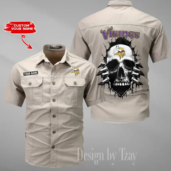 Minnesota Vikings Men Cargo Shits Summer Cotton Military Shirts For Man New Design 2025 ANZMSSWS181 - Image 5