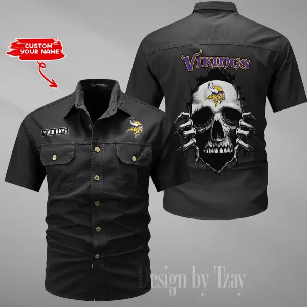 Minnesota Vikings Men Cargo Shits Summer Cotton Military Shirts For Man New Design 2025 ANZMSSWS181 - Image 6