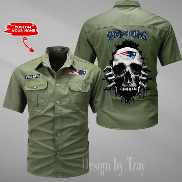 New England Patriots Men Cargo Shits Summer Cotton Military Shirts For Man New Design 2025 ANZMSSWS182 - Image 5