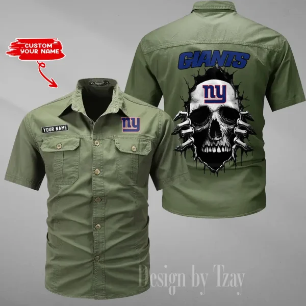 New York Giants Men Cargo Shits Summer Cotton Military Shirts For Man New Design 2025 ANZMSSWS184