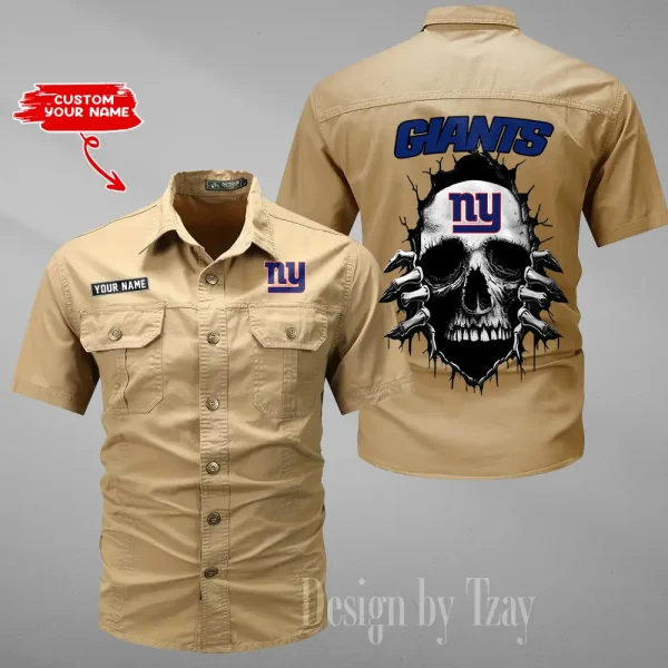 New York Giants Men Cargo Shits Summer Cotton Military Shirts For Man New Design 2025 ANZMSSWS184 - Image 2