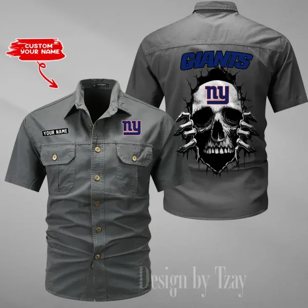 New York Giants Men Cargo Shits Summer Cotton Military Shirts For Man New Design 2025 ANZMSSWS184 - Image 3