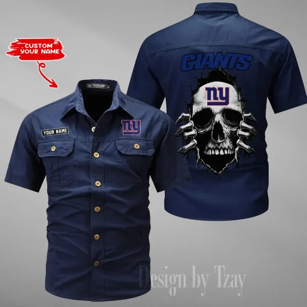 New York Giants Men Cargo Shits Summer Cotton Military Shirts For Man New Design 2025 ANZMSSWS184 - Image 4