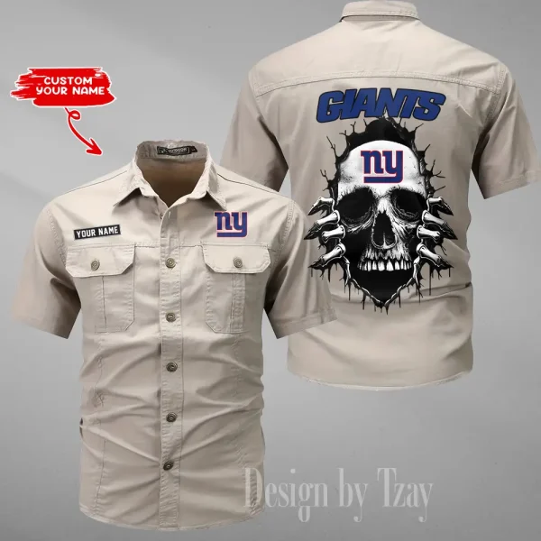 New York Giants Men Cargo Shits Summer Cotton Military Shirts For Man New Design 2025 ANZMSSWS184 - Image 5